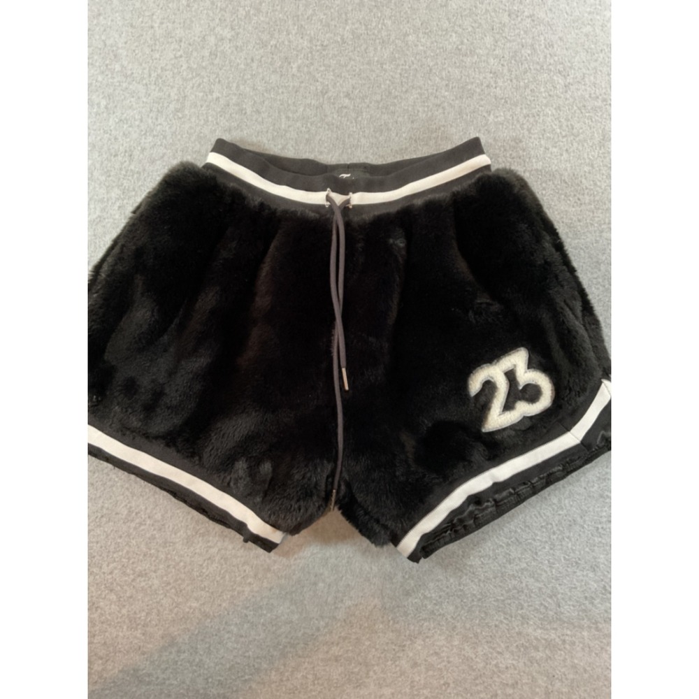 Tricki Softest Shorts on Earth Faux Fur Athletic Shorts Black Womens Small 1167